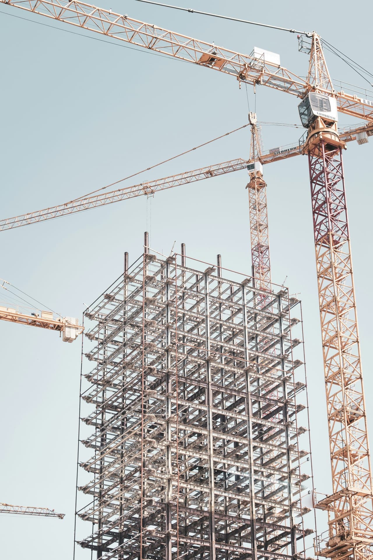 Construction worker on a building site during structural work